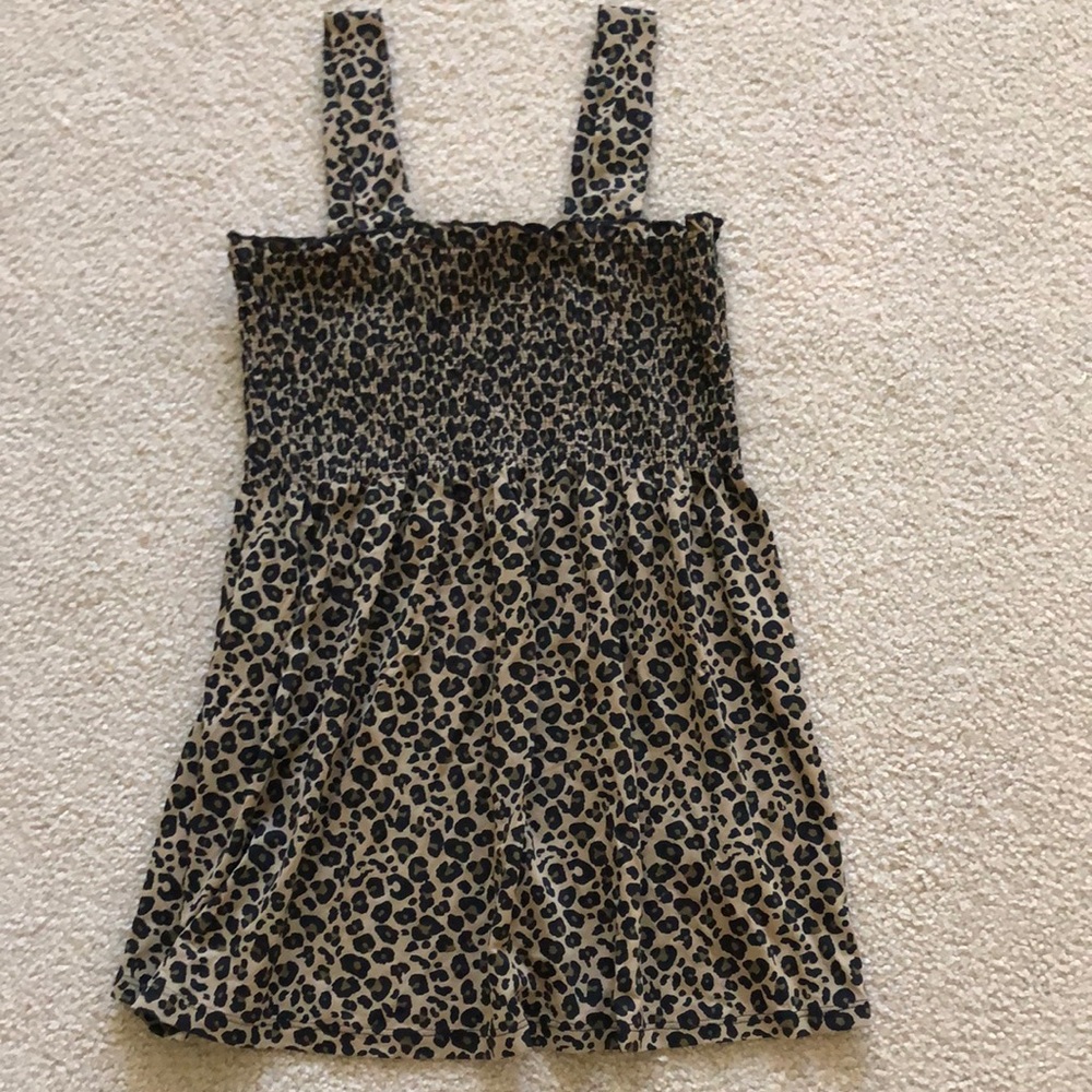 Venus Smocked Leopard Print Babydoll Tunic Tank